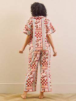 Their Nibs Tomato Kiss Button Down Long Pyjama Set, Pink - view 2, Pink