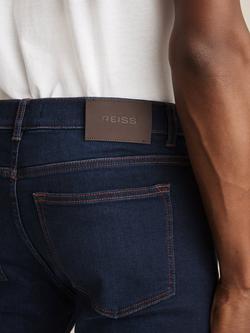 Reiss Bleaker Slim Fit Washed Denim Jeans - view 2, Washed Dark Indigo