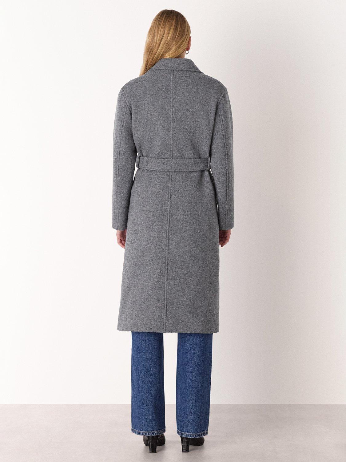 Product image 2 of 5, which shows Whistles Long Belted Pure Wool Coat, Grey, 6