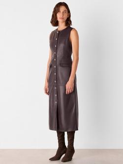 Whistles Leather Shift Dress, Chocolate, Chocolate
