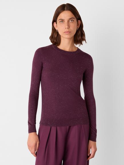 Whistles Annie Sparkle Long Sleeve Top containing LENZING™ ECOVERO™ Viscose, Burgundy
