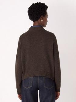 Whistles Curved Hem Knit Pure Wool Jumper - view 2, Brown