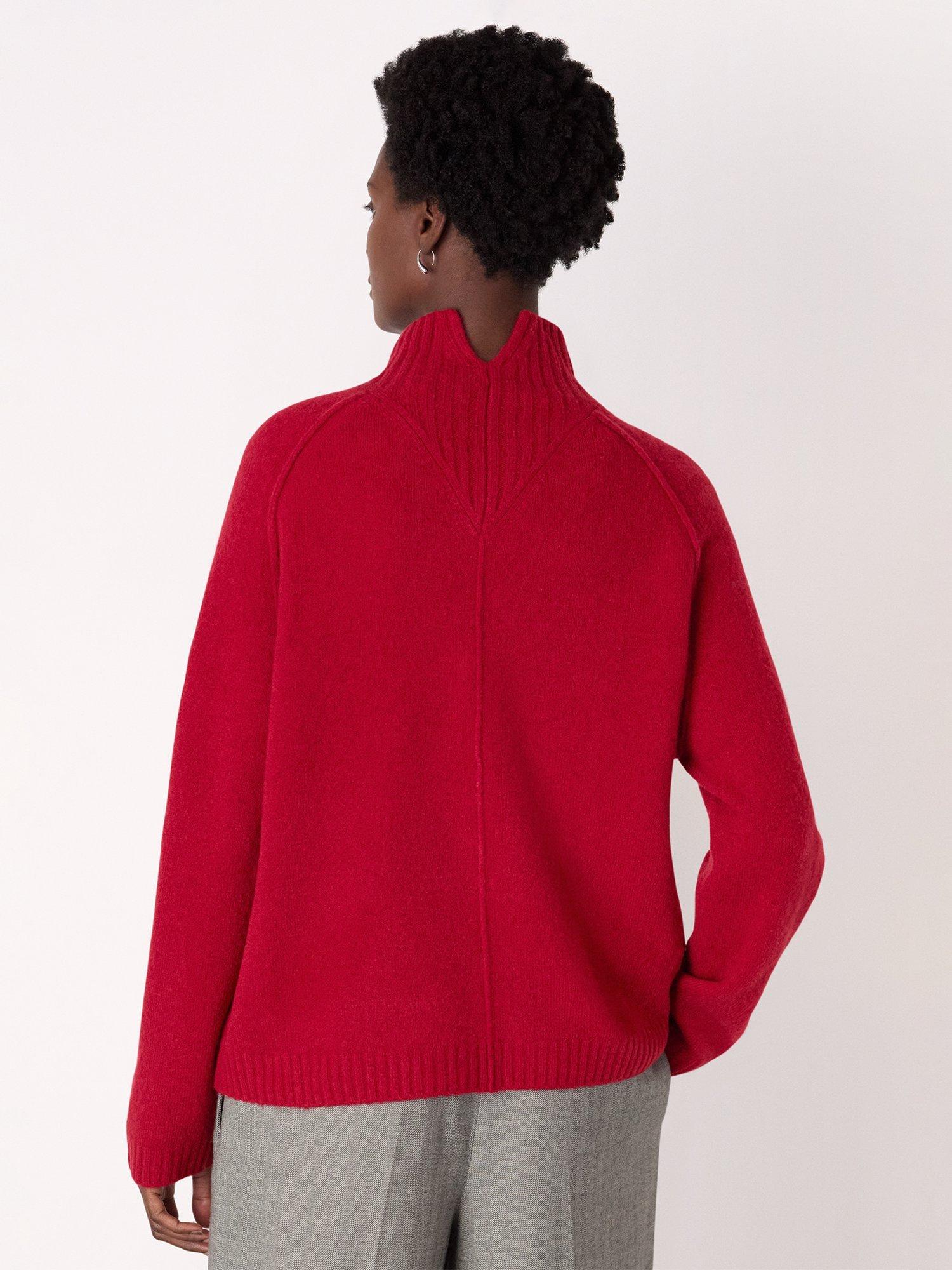 Product image 2 of 5, which shows Whistles Wool Mix Split Funnel Wool Blend Knitted Jumper, Red, XS