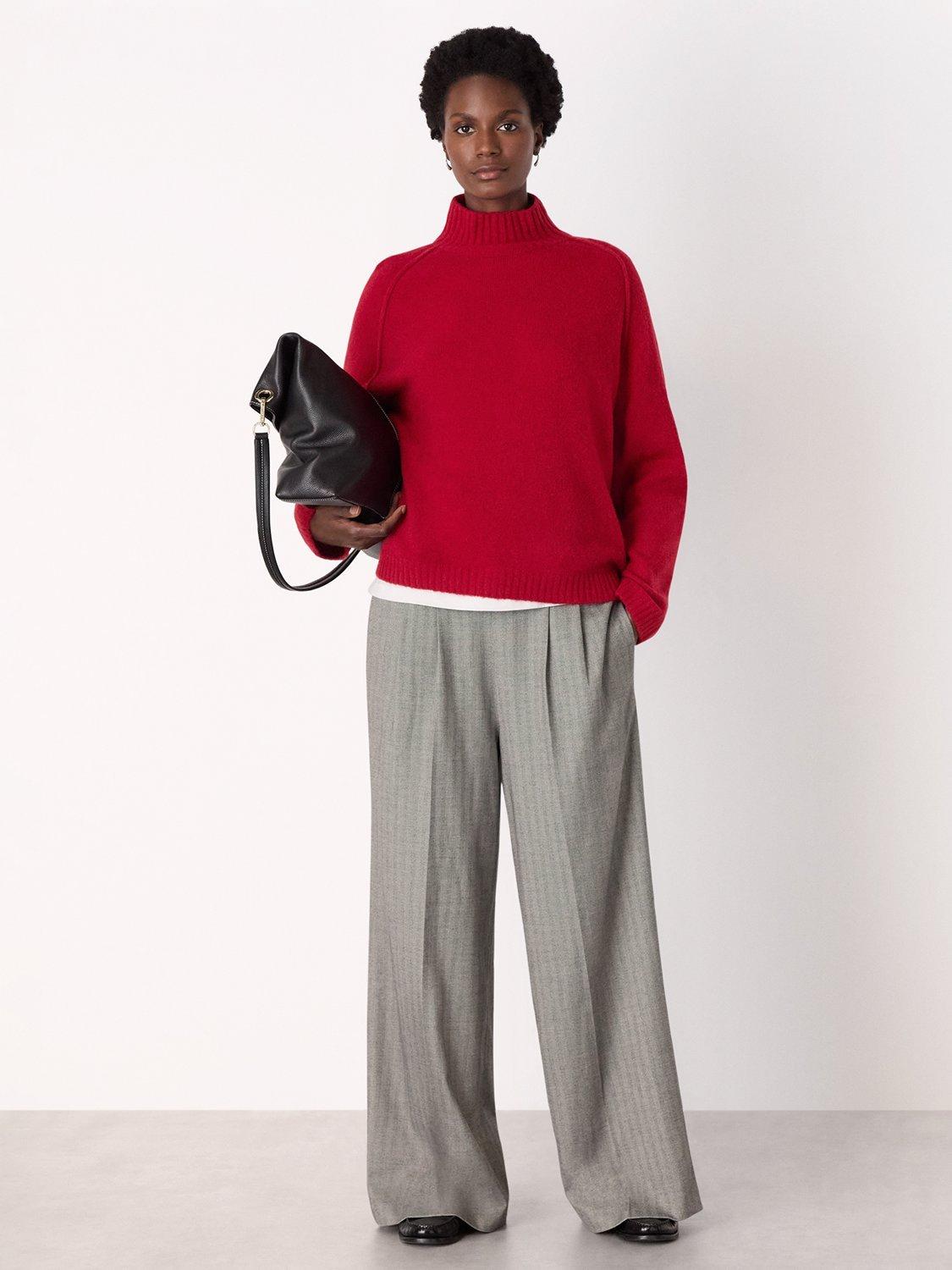 Product image 3 of 5, which shows Whistles Wool Mix Split Funnel Wool Blend Knitted Jumper, Red, XS