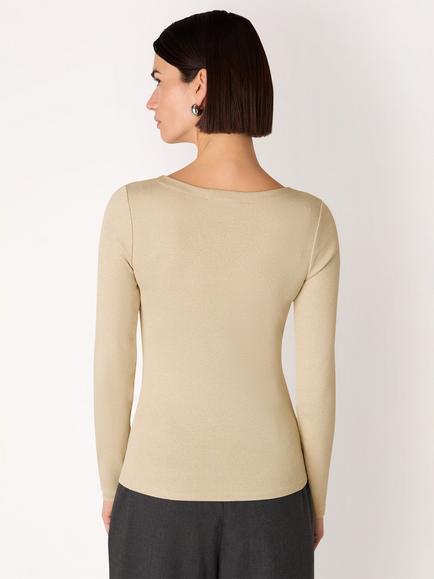 Whistles Sparkle Rib Jersey Top, Silver - view 2, Silver