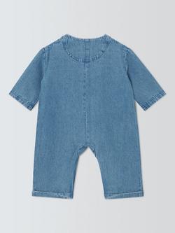 John Lewis Baby Lemon Denim Romper, Blue - view 2, Blue