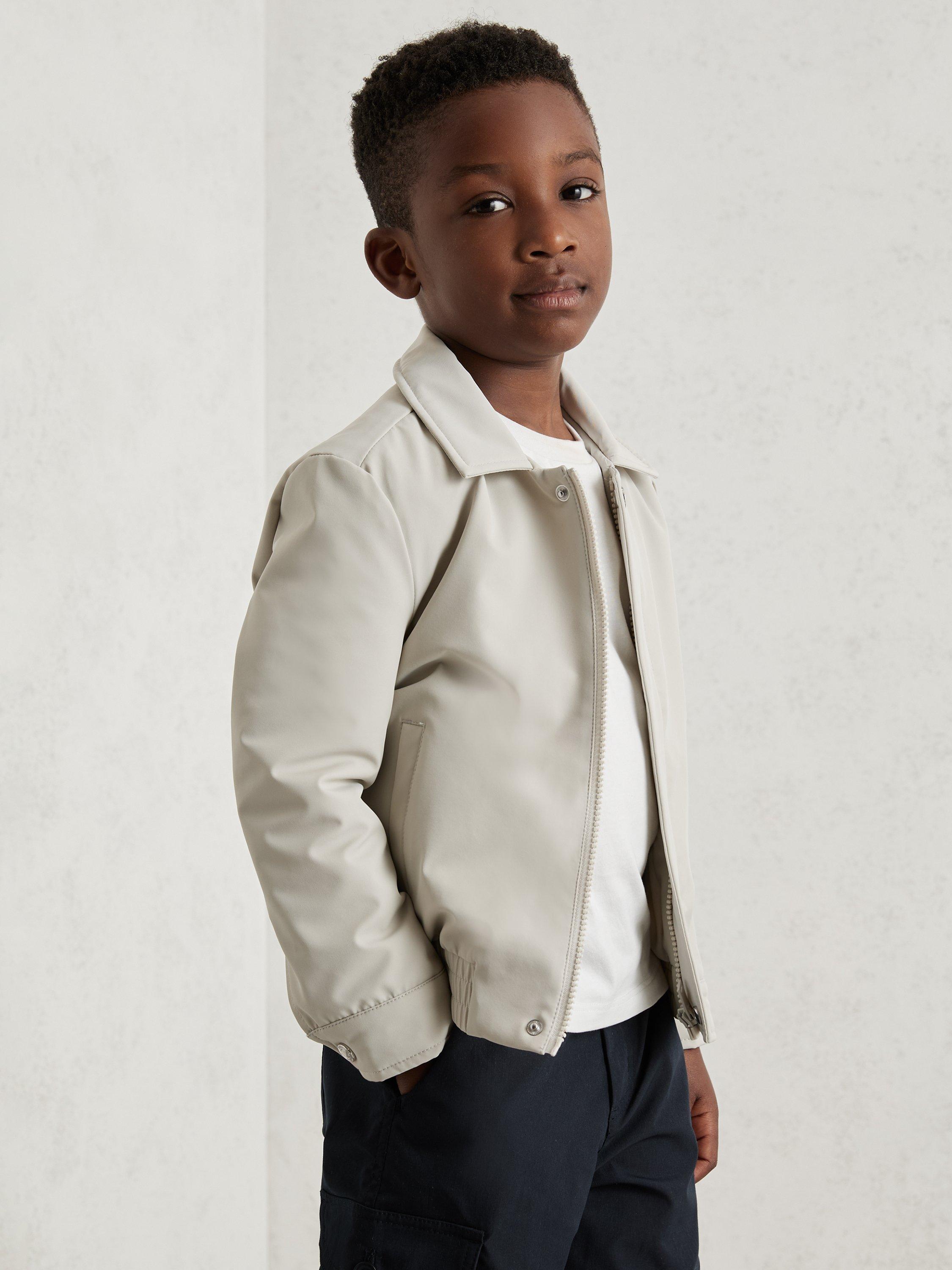 Product image 2 of 4, which shows Reiss Kids' Cologne Harrington Jacket, Stone, 3-4 years