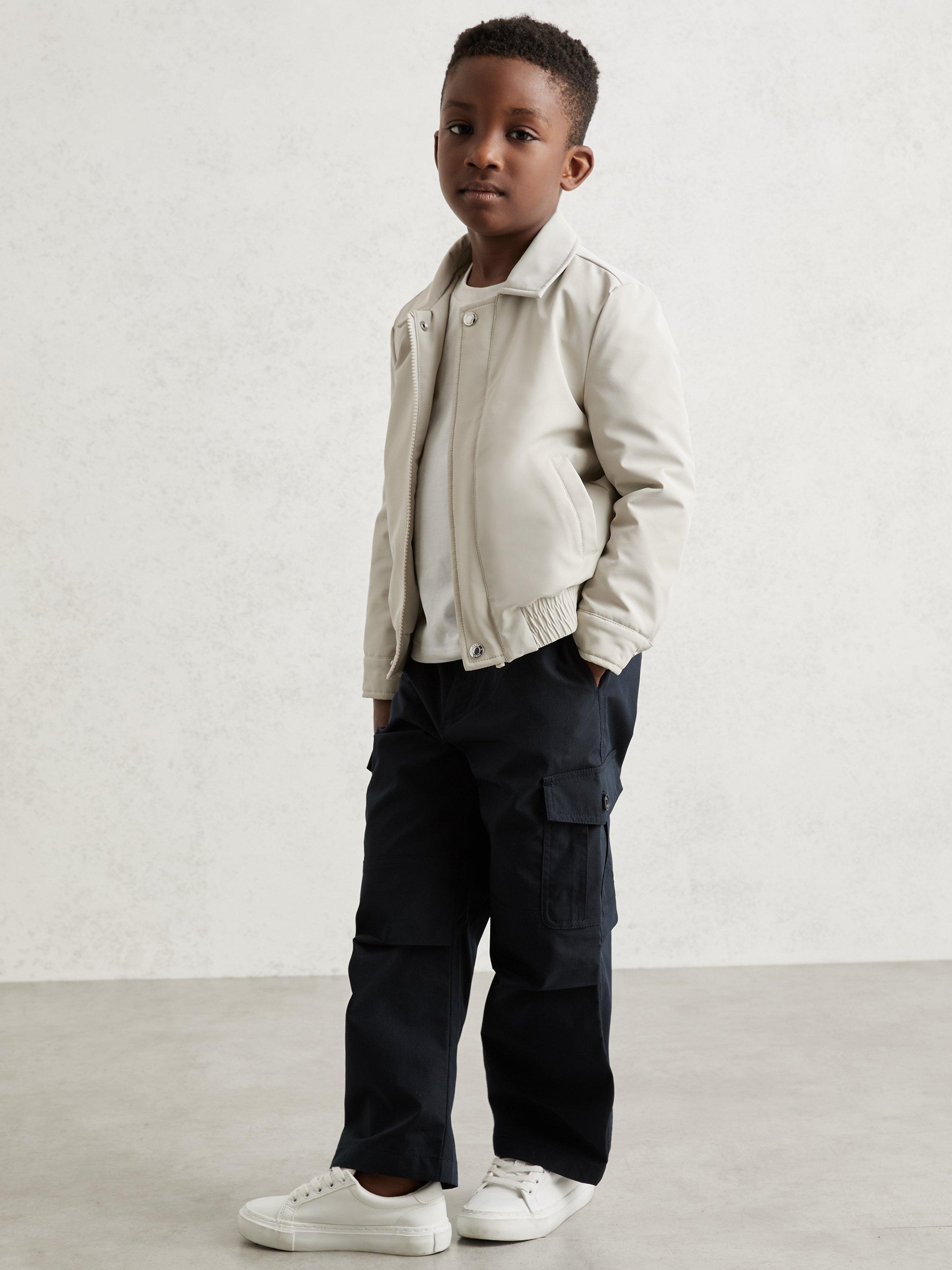 Product image 3 of 4, which shows Reiss Kids' Cologne Harrington Jacket, Stone, 3-4 years