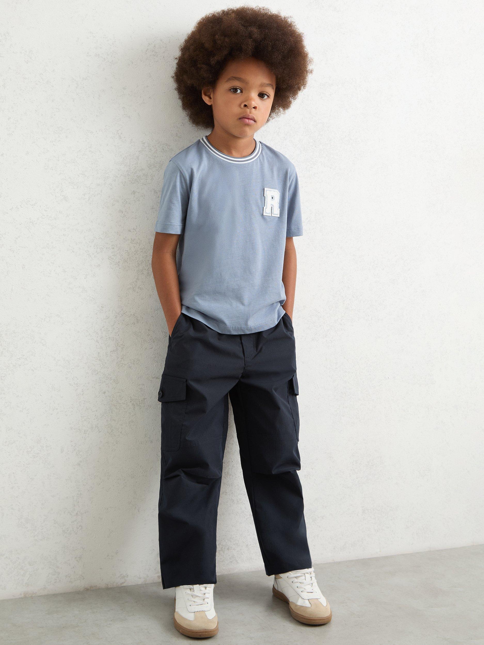 Product image 3 of 4, which shows Reiss Kids' Garret Cargo Trousers, Navy, 6-7 years