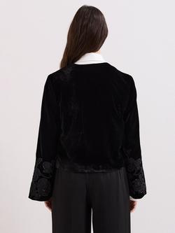 Phase Eight Eloise Velvet Jacket, Black - view 2, Black