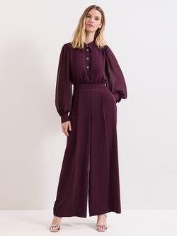 Phase Eight Petite Emily Tailored Jumpsuit, Burgundy, Burgundy