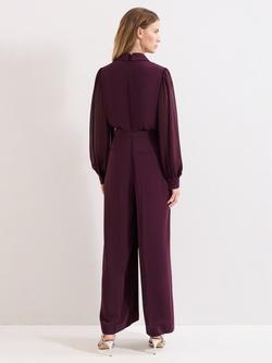 Phase Eight Petite Emily Tailored Jumpsuit, Burgundy - view 2, Burgundy