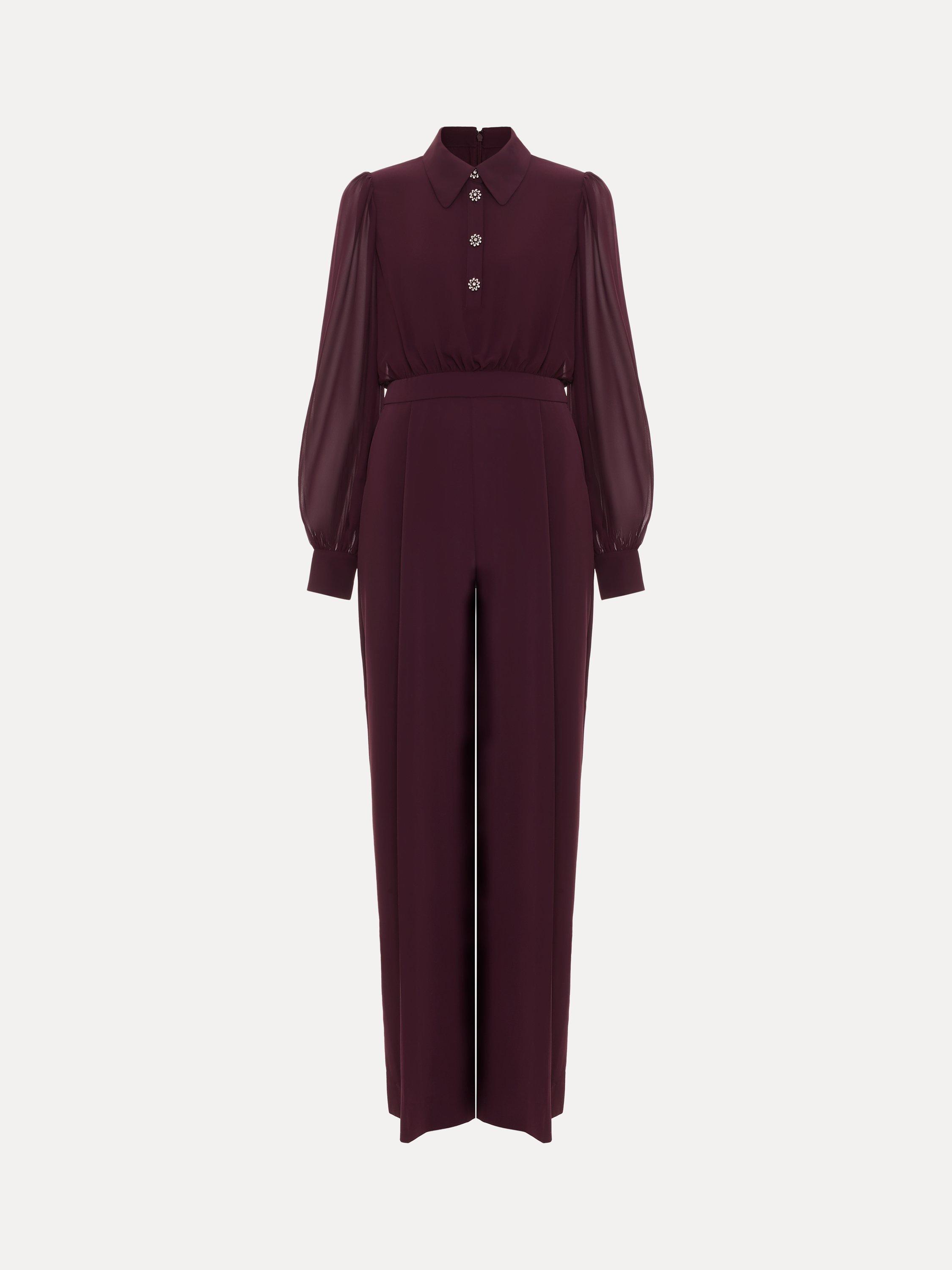 Product image 5 of 9, which shows Phase Eight Petite Emily Tailored Jumpsuit, Burgundy, 12