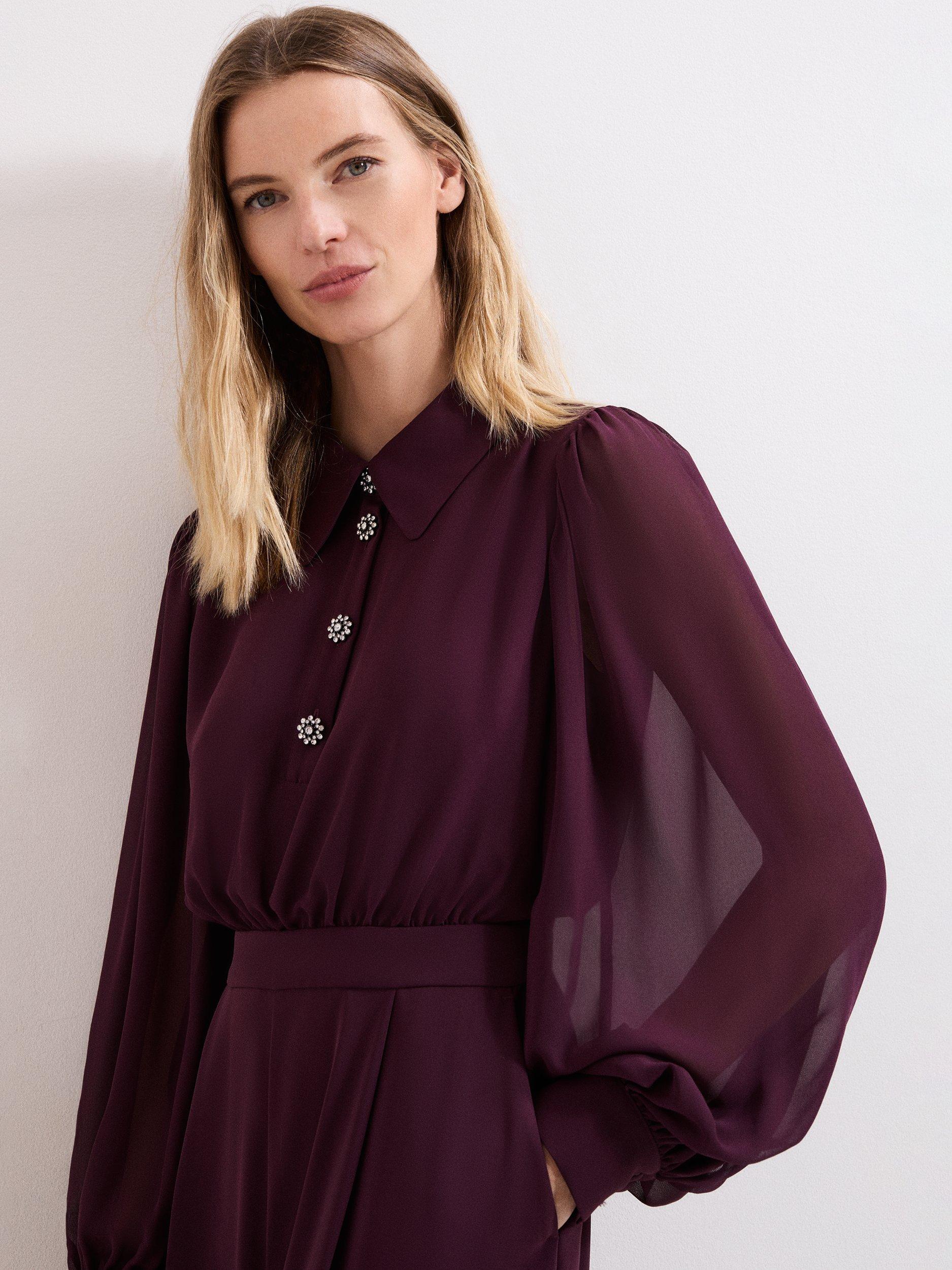 Product image 7 of 9, which shows Phase Eight Petite Emily Tailored Jumpsuit, Burgundy, 12