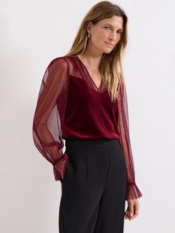 Phase Eight Cindy Velvet Blouse, Burgundy, Burgundy