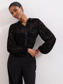 Phase Eight Della Animal Print Burnout Shirt, Black, Black