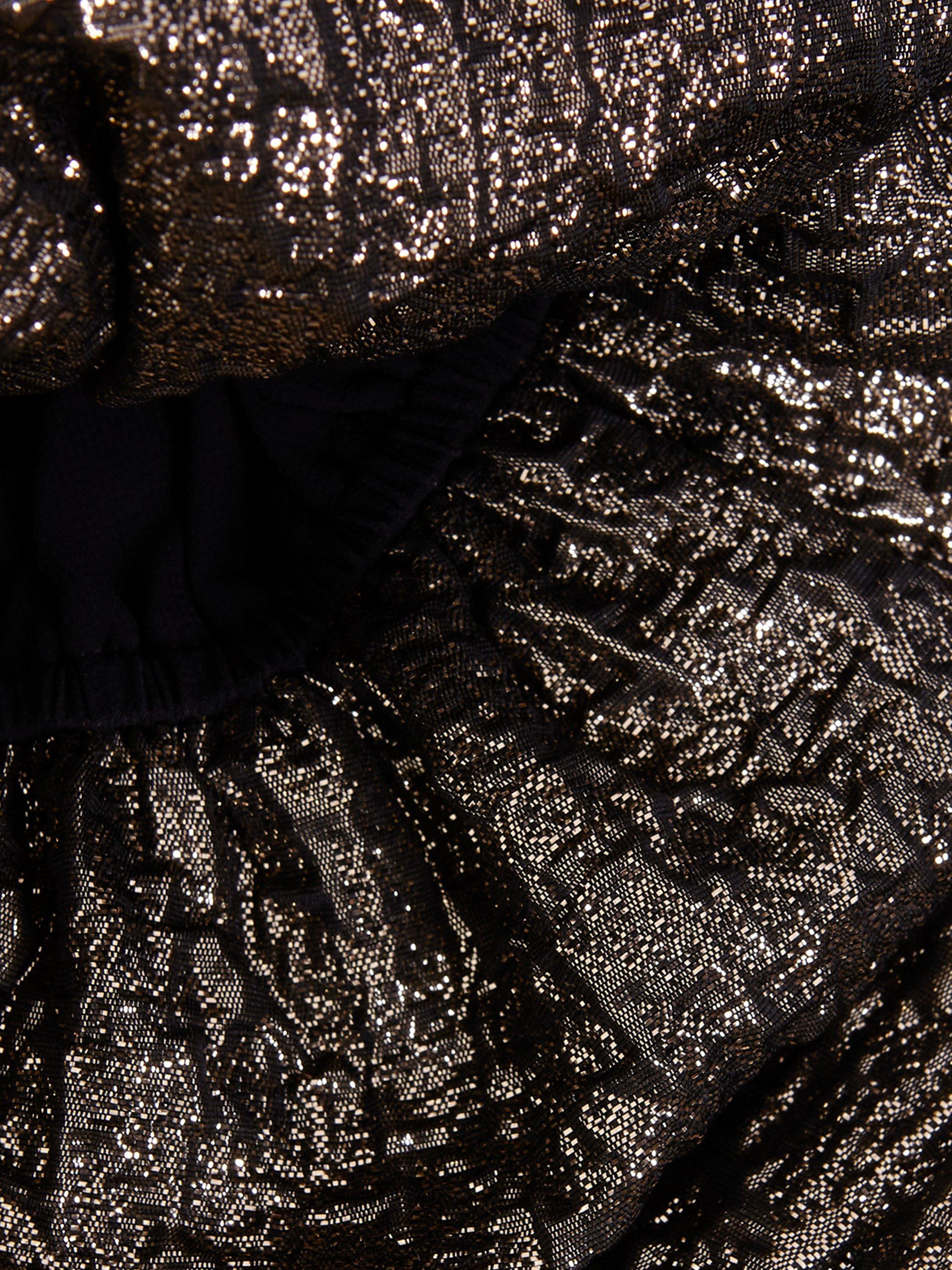 Product image 6 of 8, which shows Phase Eight Kassie Jacquard Peplum Top, Gold, 8