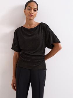 Phase Eight Martha Draped Top, Black Gold, Black Gold