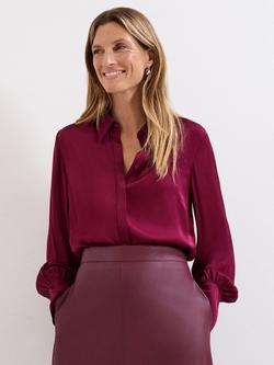 Phase Eight Novie Satin Shirt containing LENZING™ ECOVERO™ Viscose, Red, Red