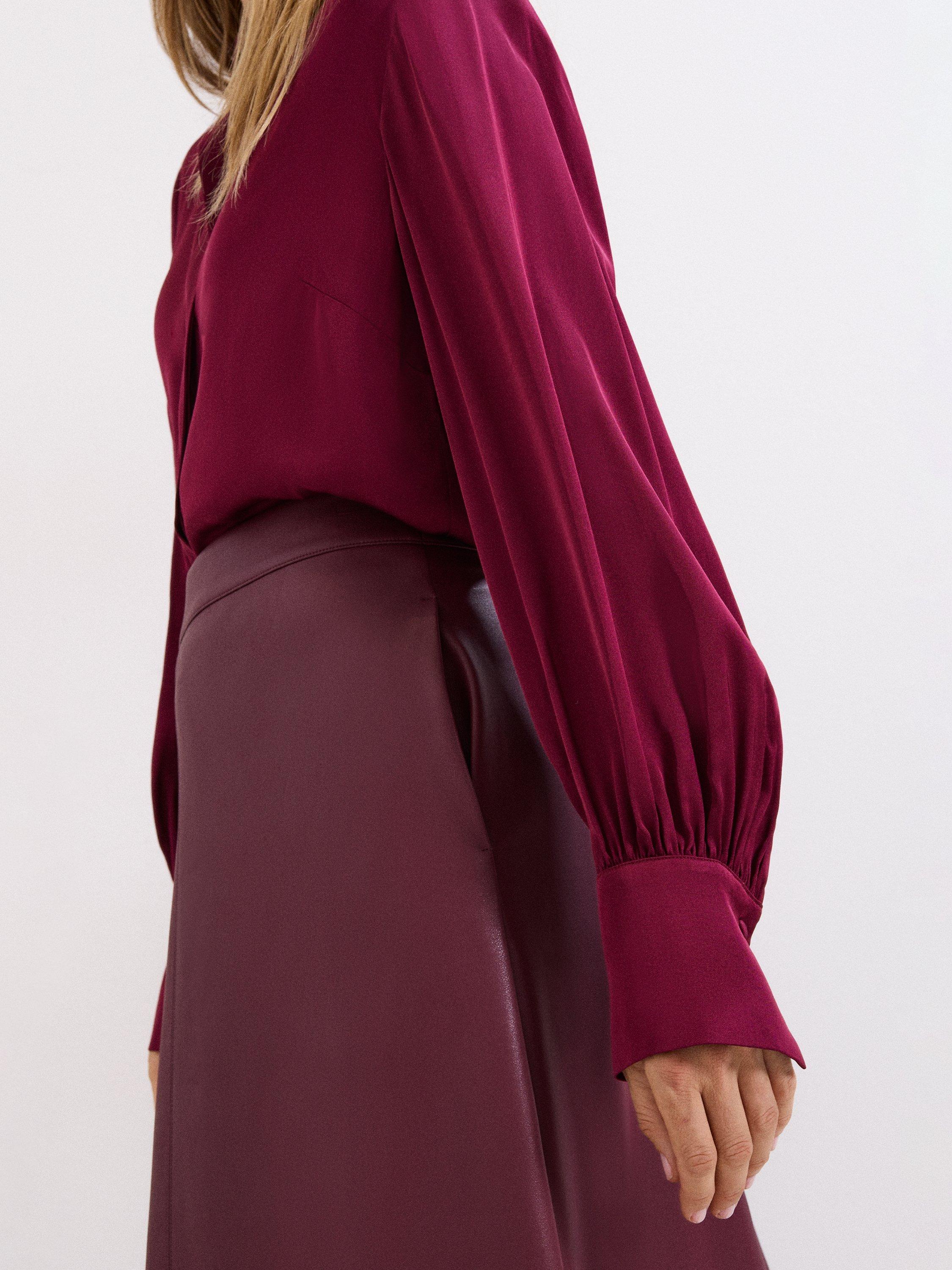 Product image 5 of 8, which shows Phase Eight Novie Satin Shirt containing LENZING™ ECOVERO™ Viscose, Red, 16