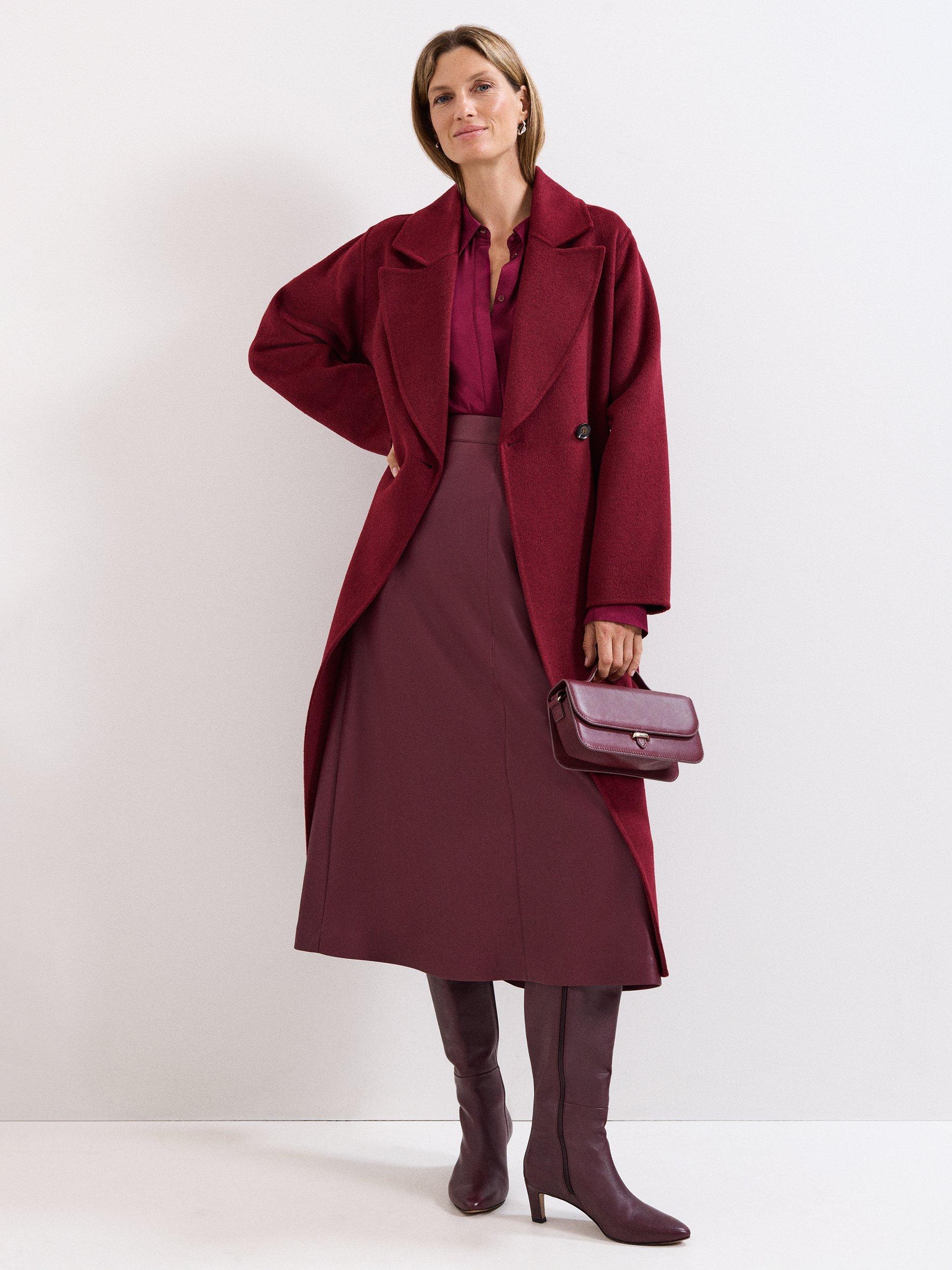 Product image 7 of 8, which shows Phase Eight Novie Satin Shirt containing LENZING™ ECOVERO™ Viscose, Red, 16