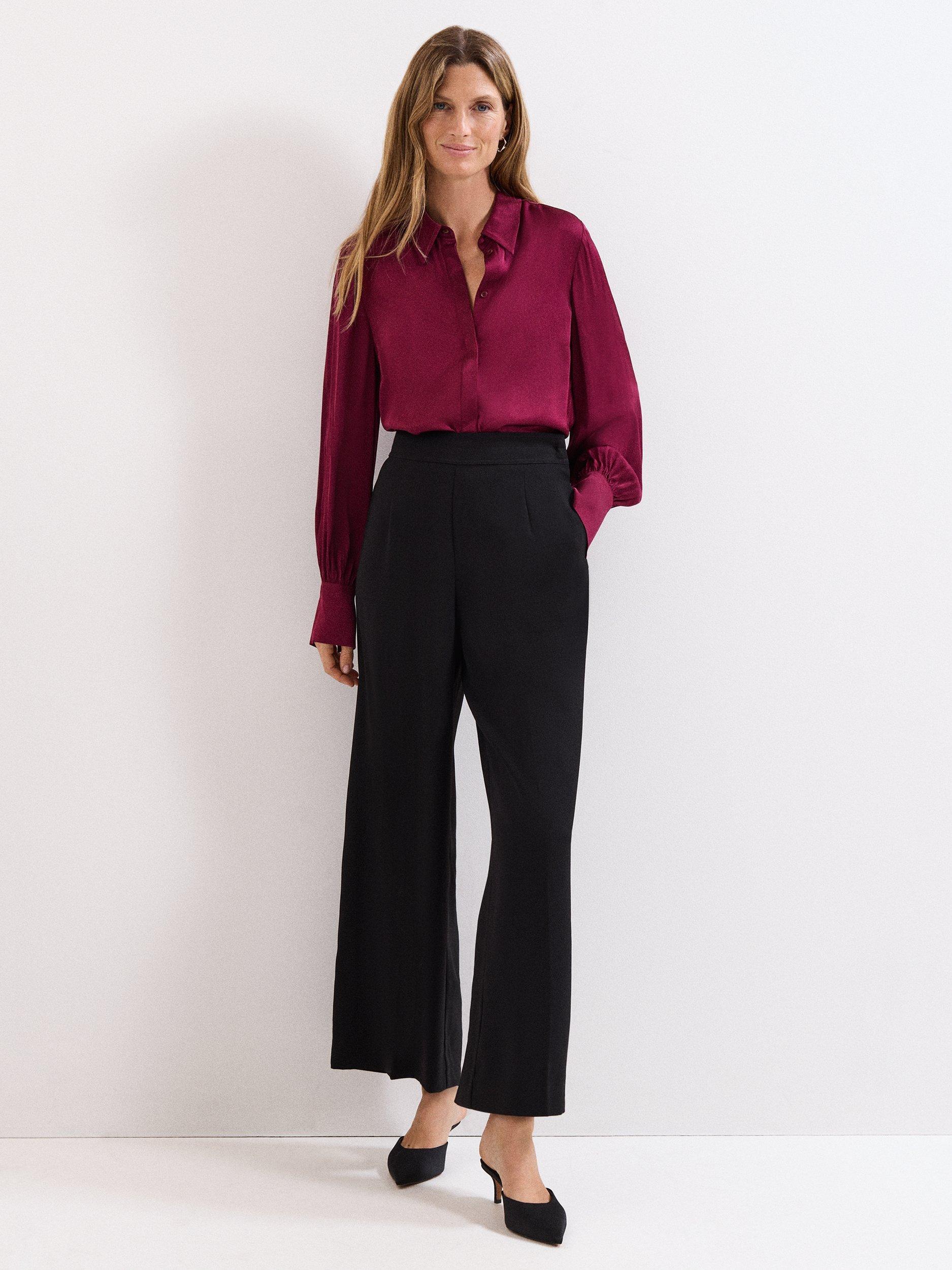 Product image 8 of 8, which shows Phase Eight Novie Satin Shirt containing LENZING™ ECOVERO™ Viscose, Red, 16