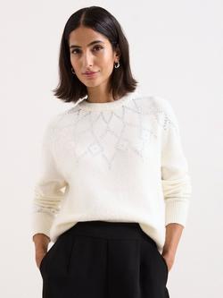 Phase Eight Abigail Sequin Fair Isle Jumper, Winter White