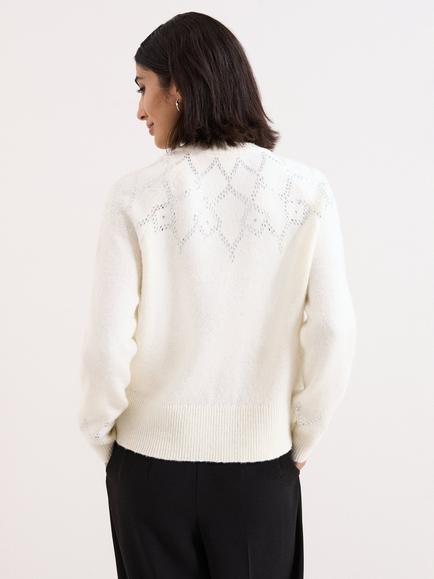 Phase Eight Abigail Sequin Fair Isle Jumper - view 2, Winter White