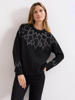 Phase Eight Abigail Sequin Fair Isle Jumper, Black
