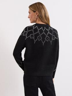Phase Eight Abigail Sequin Fair Isle Jumper - view 2, Black