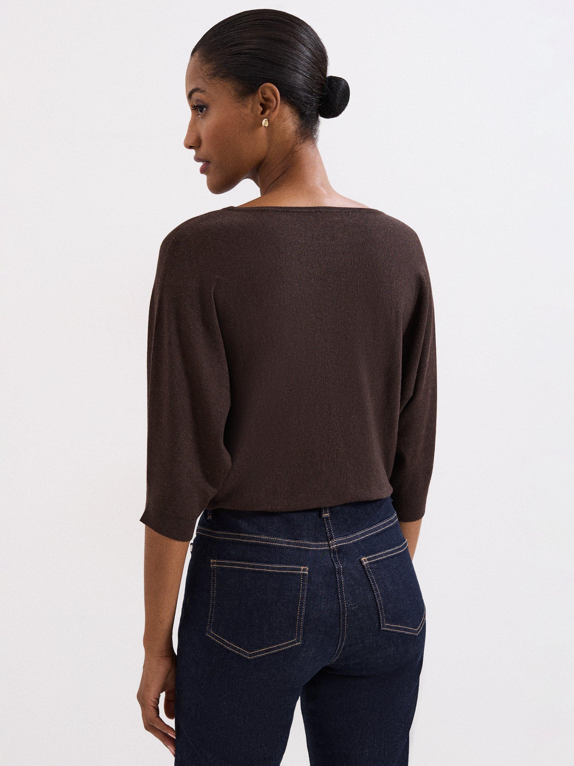 Product image 2 of 9, which shows Phase Eight Cristine Knit Jumper, Brown, XS