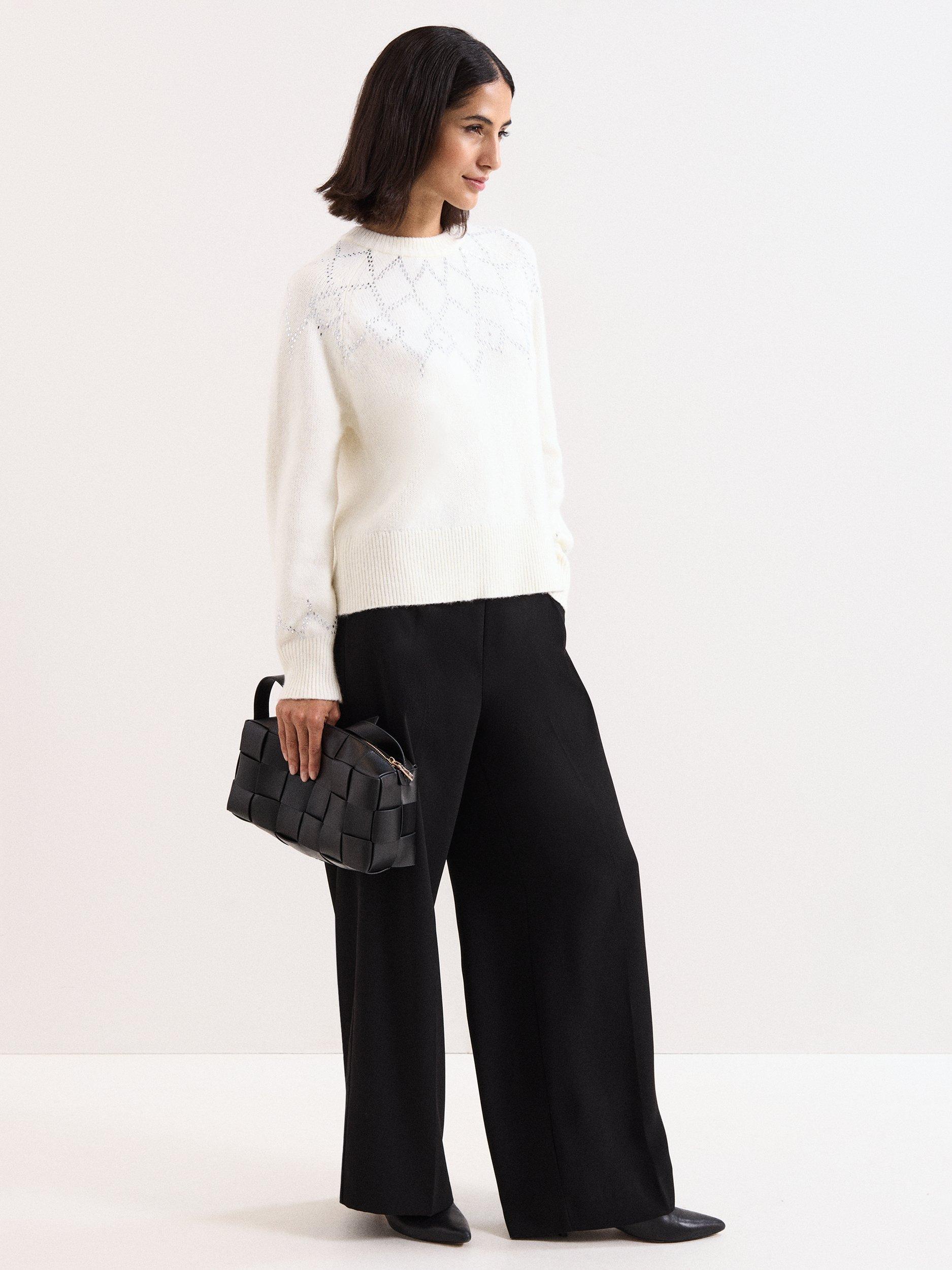 Product image 3 of 7, which shows Phase Eight Petite Abigail Sequin Jumper, Winter White, M