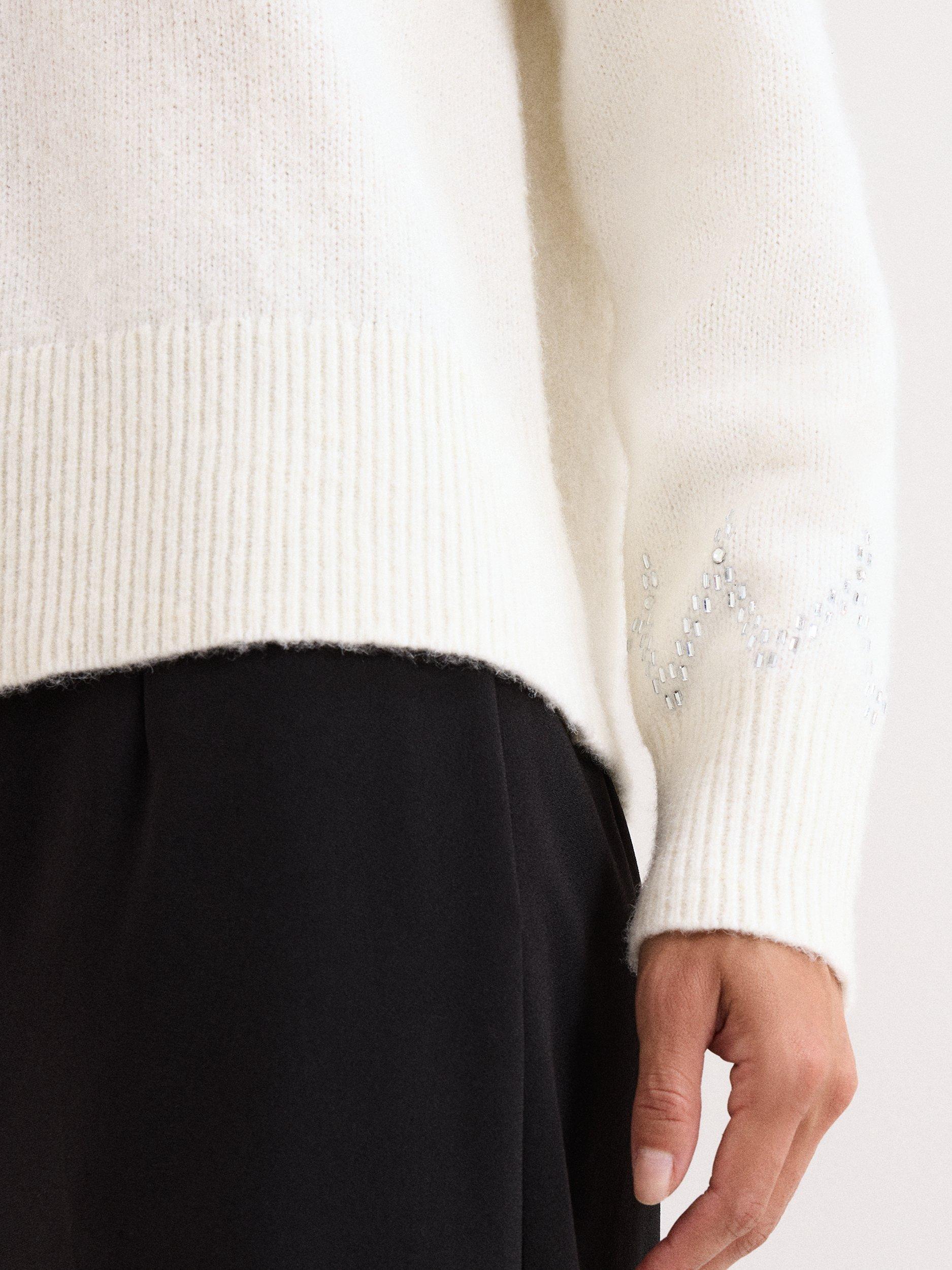 Product image 7 of 7, which shows Phase Eight Petite Abigail Sequin Jumper, Winter White, M
