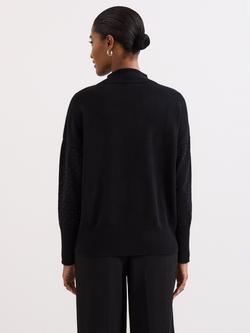 Phase Eight Steph Studded Roll Neck Jumper, Black - view 2, Black