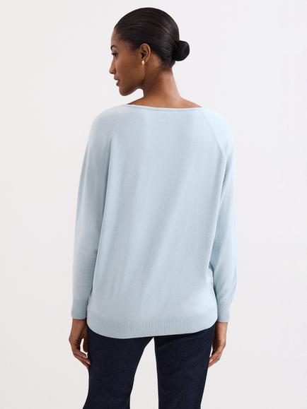 Phase Eight Senita Knit V-Neck Jumper containing LENZING™ ECOVERO™ Viscos - view 2, Pale Green