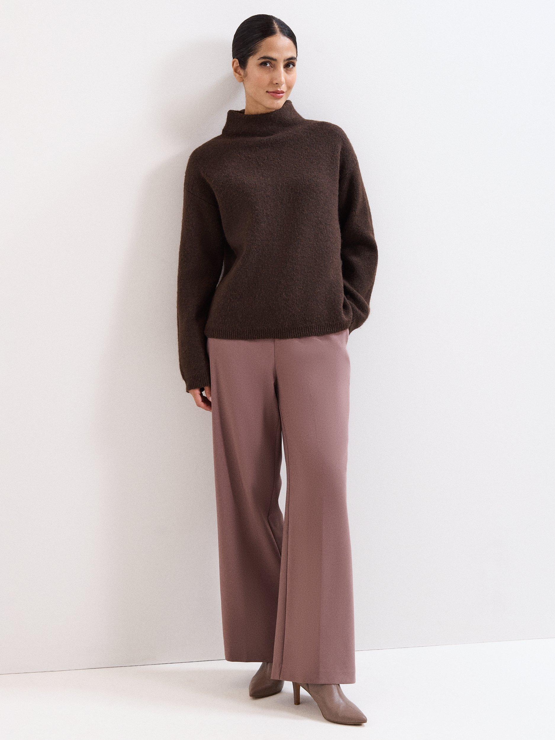 Product image 3 of 9, which shows Phase Eight Zoe High Neck Jumper, Brown, XS