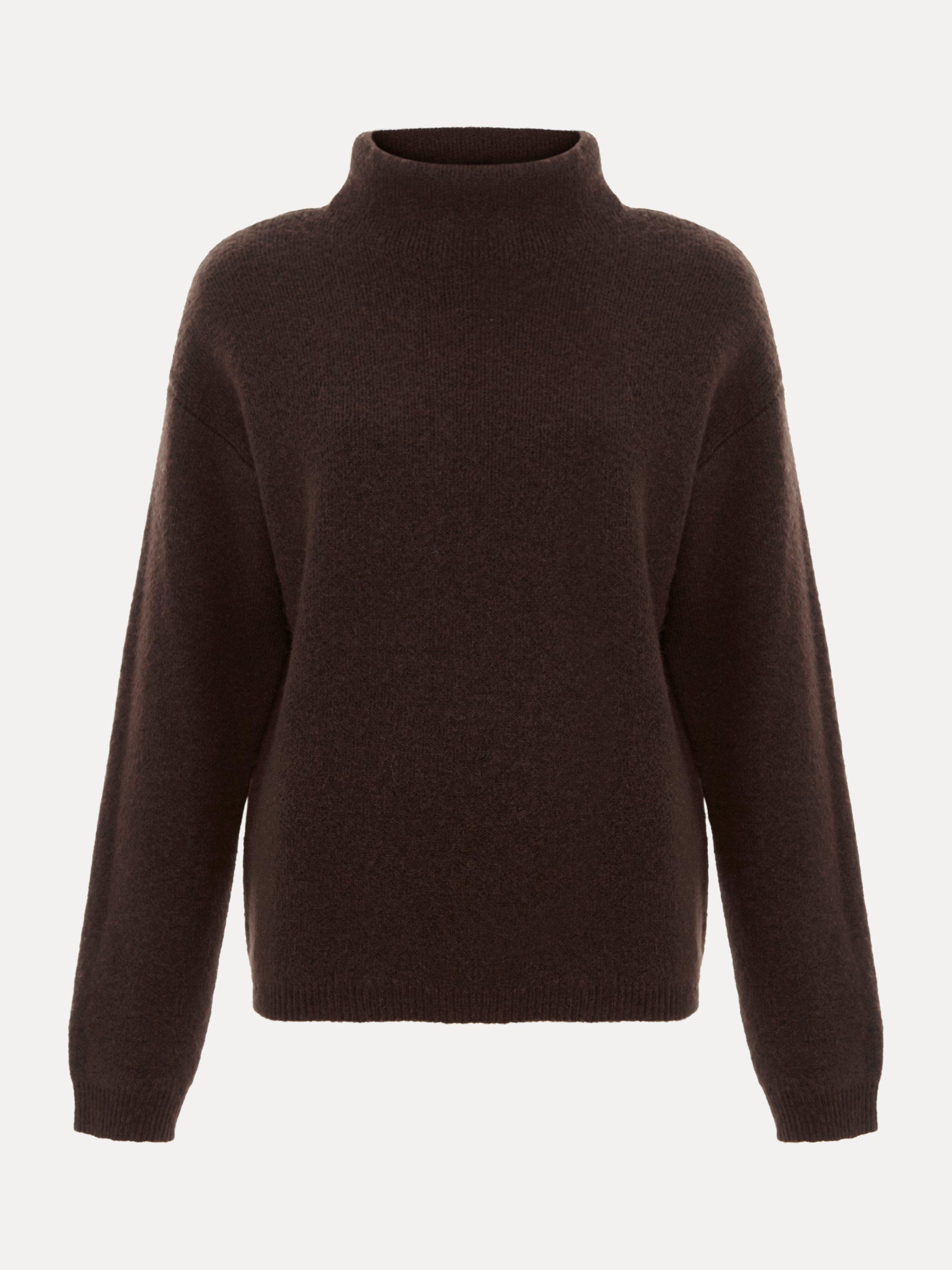 Product image 5 of 9, which shows Phase Eight Zoe High Neck Jumper, Brown, XS