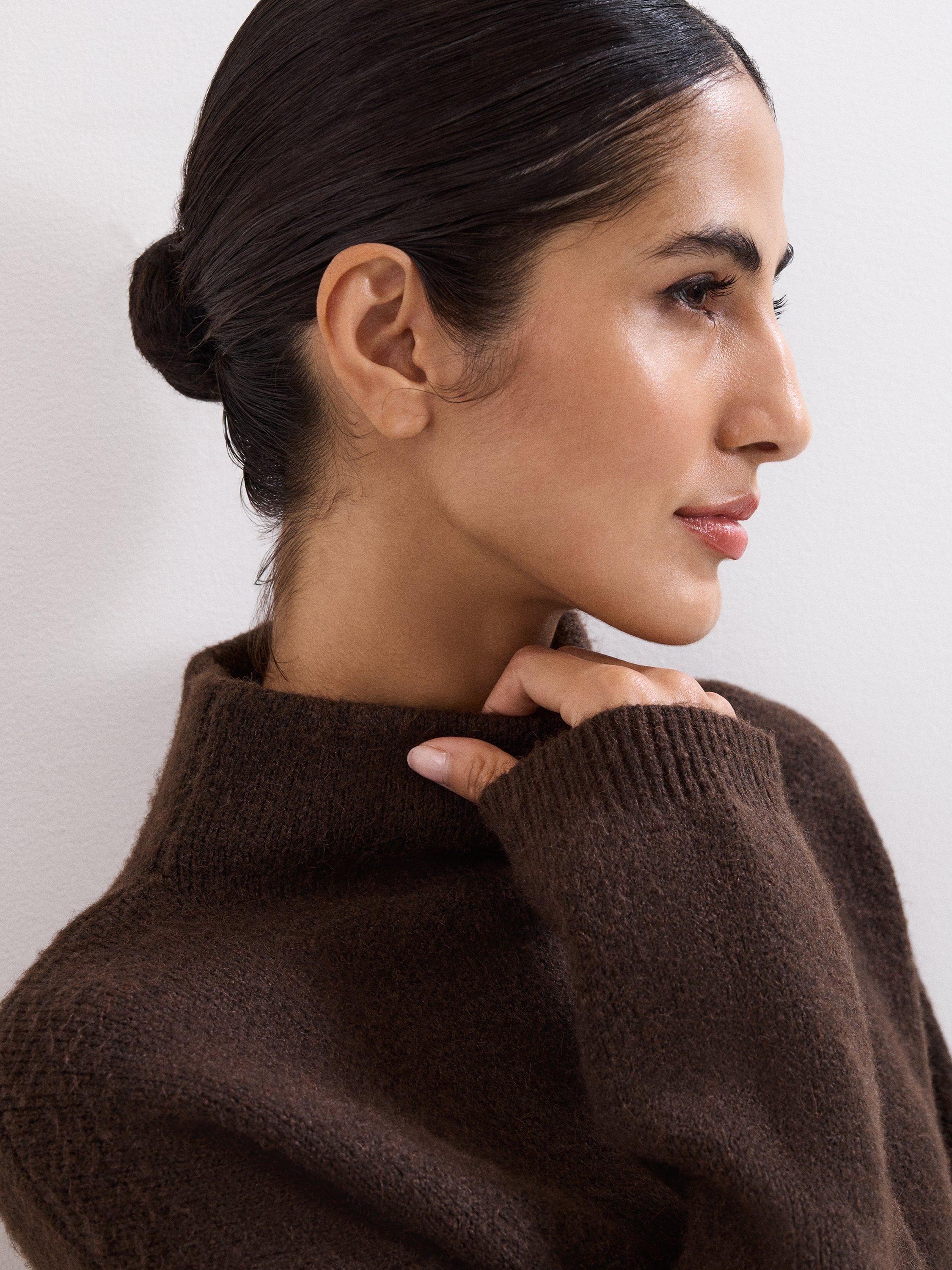 Product image 7 of 9, which shows Phase Eight Zoe High Neck Jumper, Brown, XS