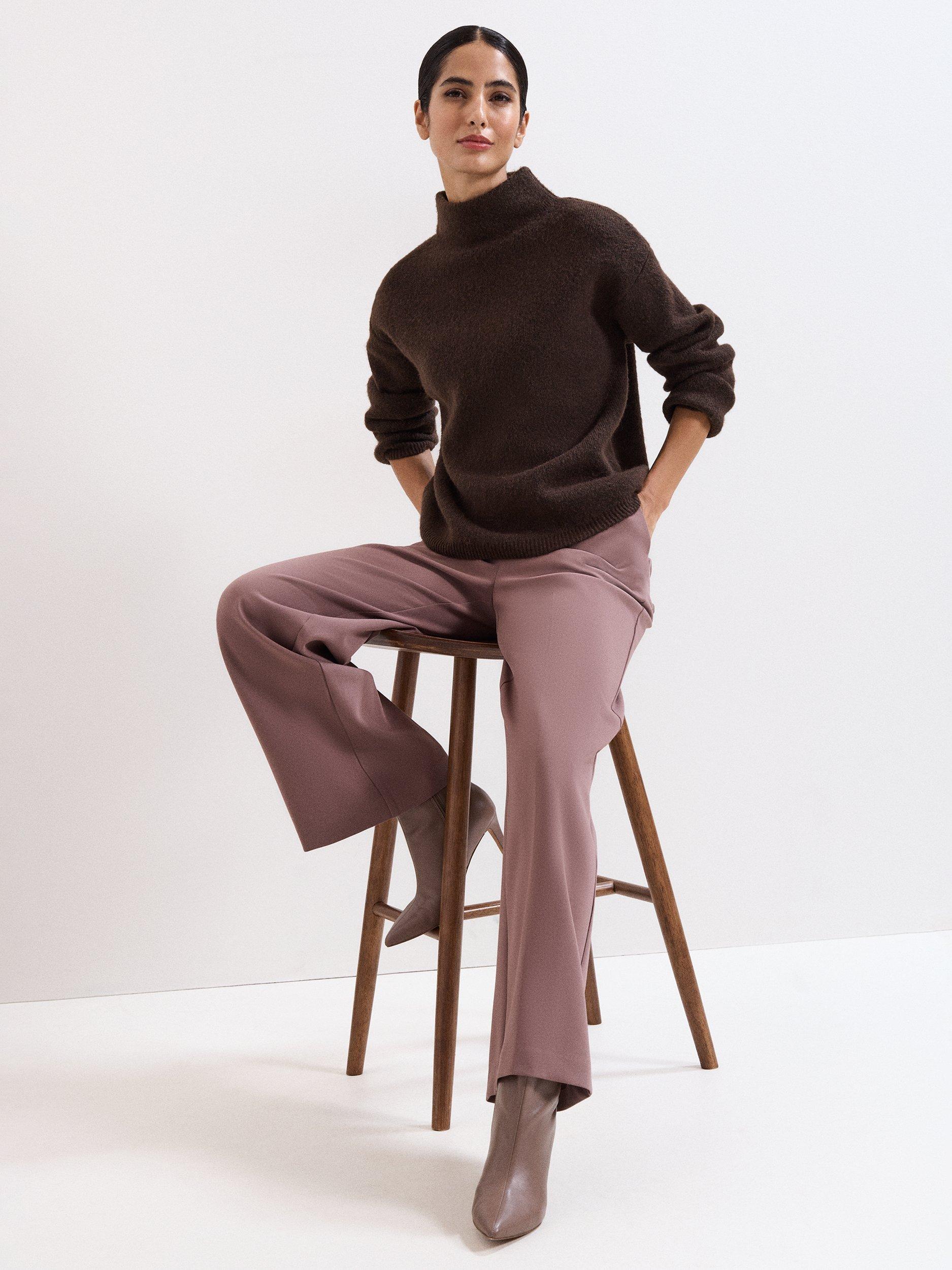 Product image 8 of 9, which shows Phase Eight Zoe High Neck Jumper, Brown, XS