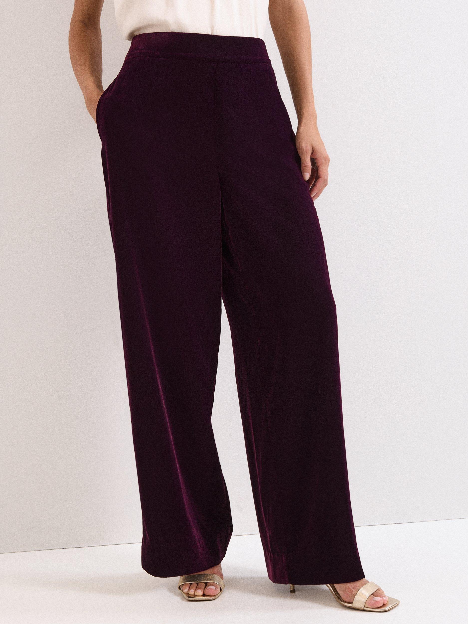Product image 1 of 7, which shows Phase Eight Valentina Velvet Trousers, Purple, 8