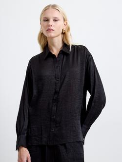 French Connection Terry Jacquard Shirt, Black, Black