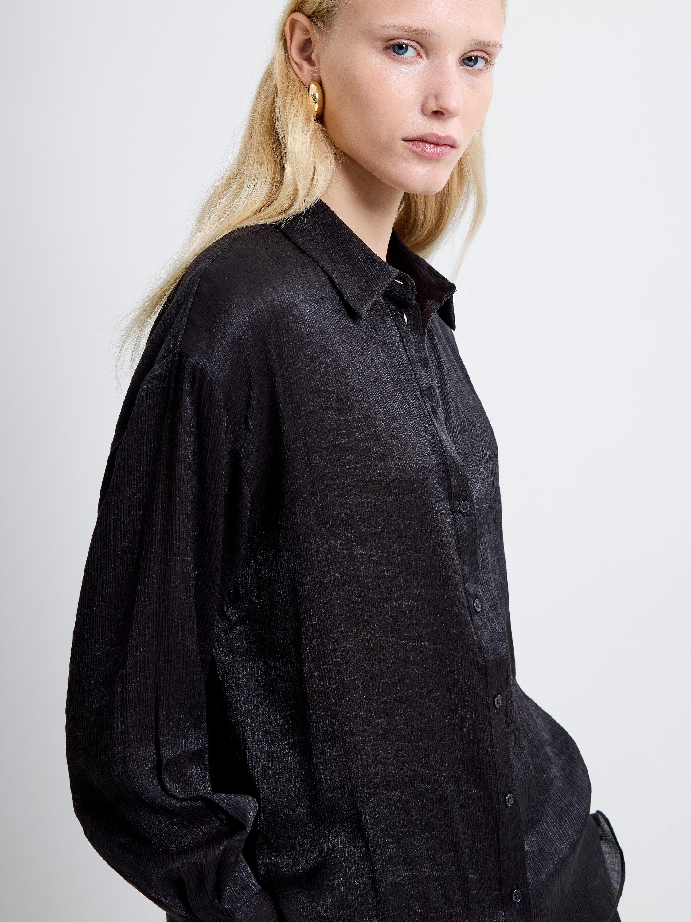 Product image 2 of 5, which shows French Connection Terry Jacquard Shirt, Black, XS