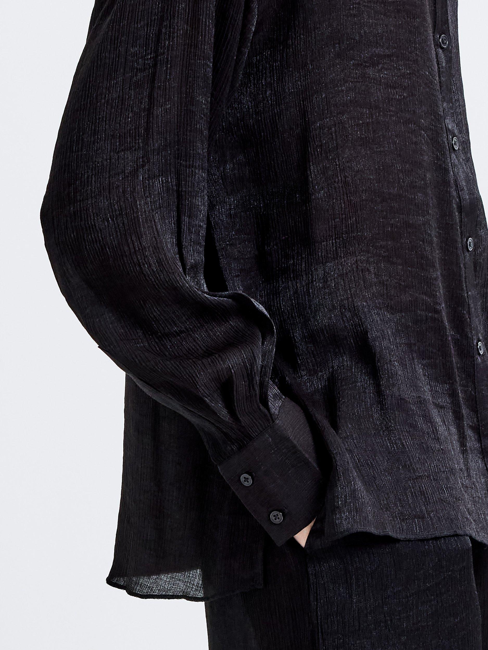 Product image 3 of 5, which shows French Connection Terry Jacquard Shirt, Black, XS