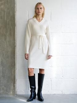 French Connection Cammi Belted Jumper Dress, Porcelain Cream, Porcelain Cream