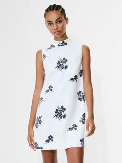 French Connection Madeline Floral Sequin Sleeveless Dress, White/Black - view 2, White/Black