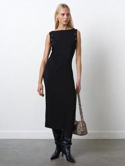French Connection Orla Jersey Eyelet Midi Dress, Black, Black