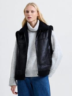 French Connection Camry Panel Gilet, Black, Black