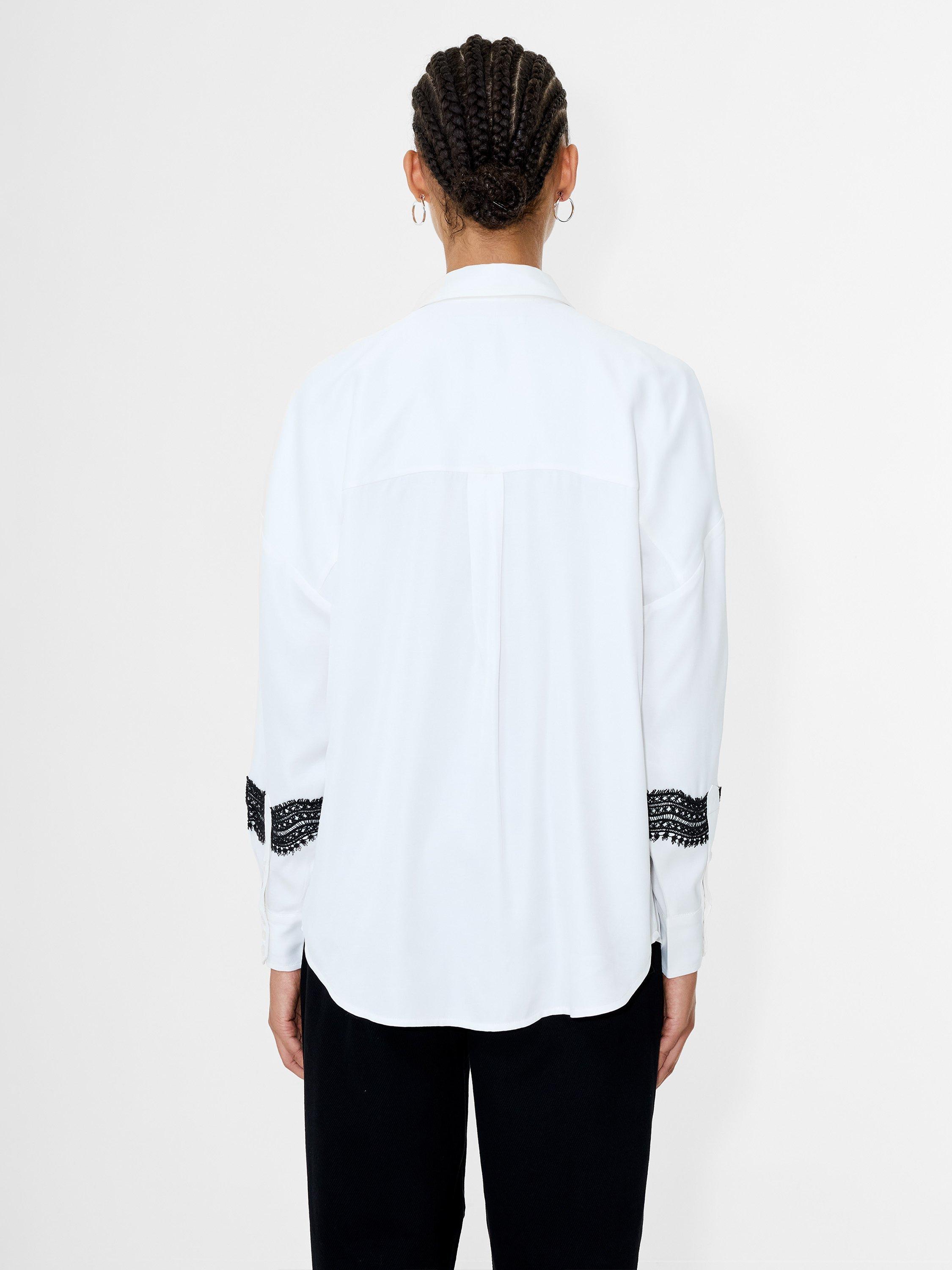 Product image 4 of 5, which shows French Connection Candice Satin Top, Cream/Black, XS