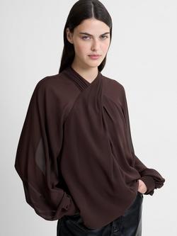 French Connection Eden Wrap Top, Bitter Chocolate