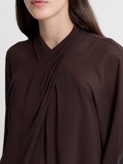 French Connection Eden Wrap Top - view 2, Bitter Chocolate